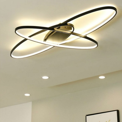 Modern Style Oval Shaped Flush Mount Light Metal 3 Light Ceiling Light for Bedroom