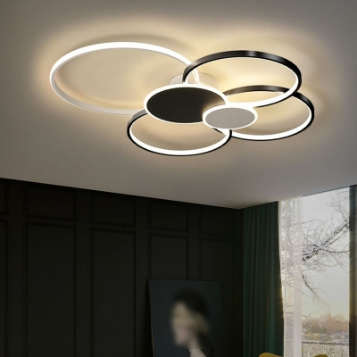 Modern Style Ring Shaped Flush Mount Light Acrylic 6 Light Ceiling Light for Living Room