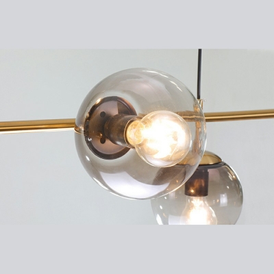 Modern Stylish Glass Globe Shade Island Light 6 Lights Island Lamp in Smoke for Dining Table