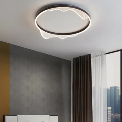 Modernism Coffee Circle Flush Ceiling Light Acrylic LED Flush Mount Light for Bedroom