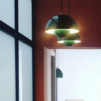 Mushroom Shaped LED Pendant Light Nordic Style Platting Metal Hanging Light for Dinning Room