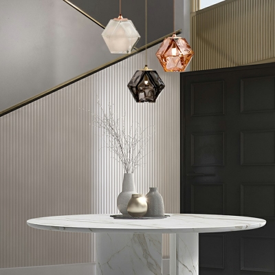 Nordic Style Glass Hanging Light LED Geometric Pendant Light for Bar
