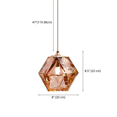 Nordic Style Glass Hanging Light LED Geometric Pendant Light for Bar