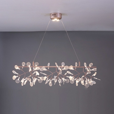 Nordic Style Island Light Firefly Shade LED Suspension Light Rose Gold Branching Hanging Lamp