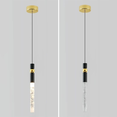 Post Modern Metal Single Head Tube Pendant Light Crystal LED Suspension Light for Dining Room
