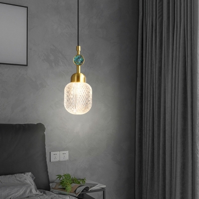 Postmodern Single Light Hanging Pendant Brass Elliptical Crystal Glass Suspension Light for Living Room