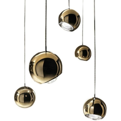 Postmodern Style Globe Hanging Light Platting Metal Acrylic LED Pendant Light for Bedside Bar