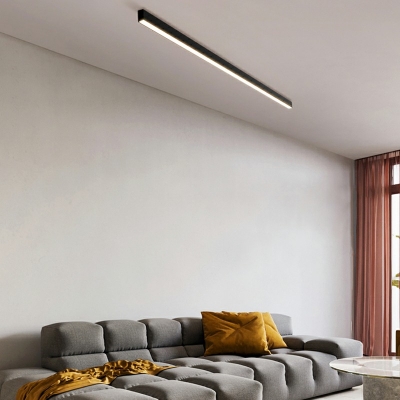 Seamless Connection Modern Black Linear Ceiling Light Stepless Dimming High Output LED Flush Mount Lighting