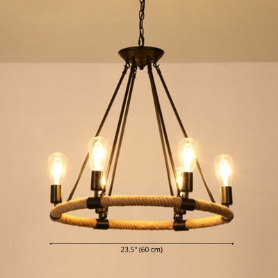 Simple American Style Chandelier 6 Head Ceiling Chandelier for Bar Bedroom Dining Room Hotel