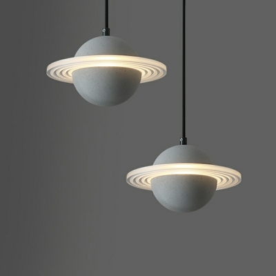 Stone Integrated LED Hanging Lamp Kit  Spherical 1 Light Minimalist Style Pendant