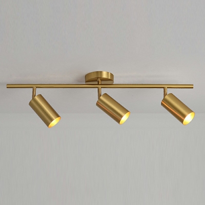 Tubular Metal Ceiling Track Lighting Minimalist Gold Semi Flush Mount Spotlight for Living Room