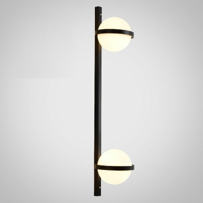 Wall Sconce Light 2 Lights Modern Contracted Glass and Metal Shade Wall Light for Living Room
