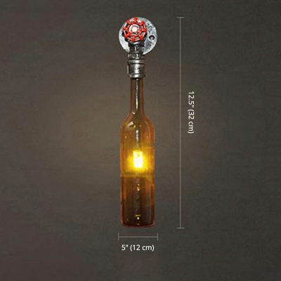 Wine Bottle Wall Mounted Pipe Light Single Light Wall Lighting Ideas Decorate in Browns