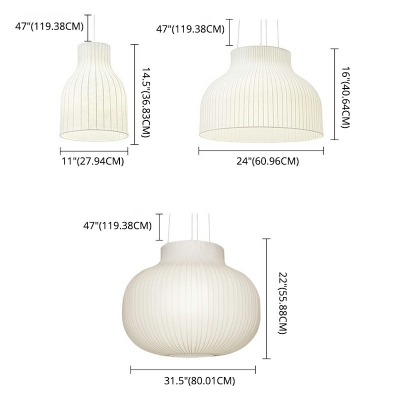 1 Bulb Ceiling Pendant Lamp Contemporary Fabric Art Deco Suspended Light in White