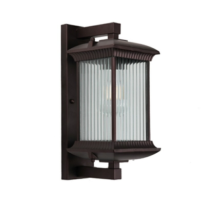 1 Light Glass Rectangle Wall Lights Black Wall Mounted Light Fixture in Industrial Style