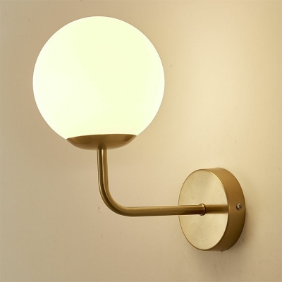 1 Light Sconce Wall Lighting Blown Glass Wall Sconce Light with White Glass
