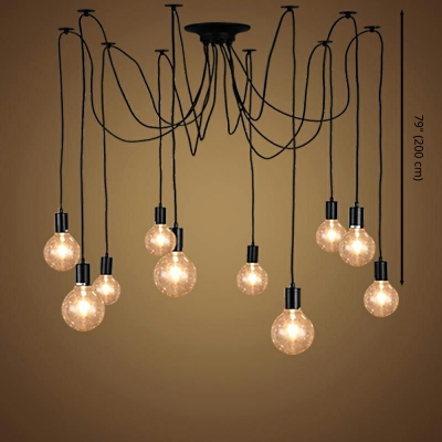 10-Light Multi Light Pendant Industrial Style Spider Shape Metallic Hanging Lights