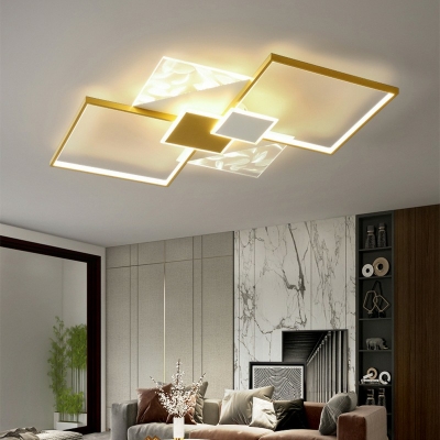Acrylic Shade Contemporary Ceiling Light Rhombus LED Light Flush-Mount Ceiling Light