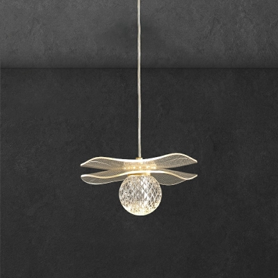 Arcylic Ball Shade Suspension Lamp Brass 3 Colors Light Bedroom Lighting Fixture for Bedroom