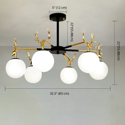 Art Deco Bowl Chandelier Lighting Fixtures 6 Lights Pendant Chandelier in Blacks