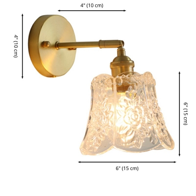 Bell 1 Light Glass Wall Sconce Light Fixture Gold Wall Light Lamp Sconce in Industrial-Style