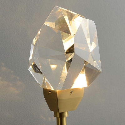 Brass 1 Bulb Crystal Gem Living Room Wall Light Postmodern Wall Sconce Lighting Fixture