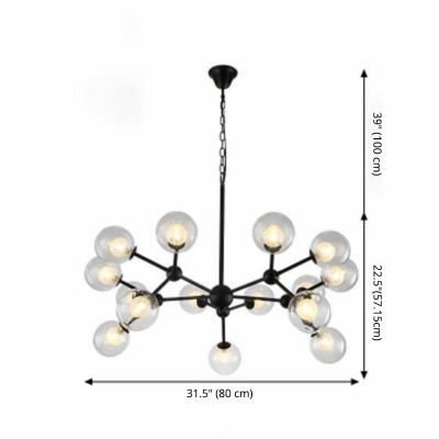 Contemporary Chandeliers 15 Head Glass Hanging Ceiling Lights for Bedroom Dining Room Living Room