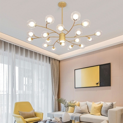 Contemporary Glass Chandeliers 18 Head Ceiling Pendant Light for Living Room Bedroom