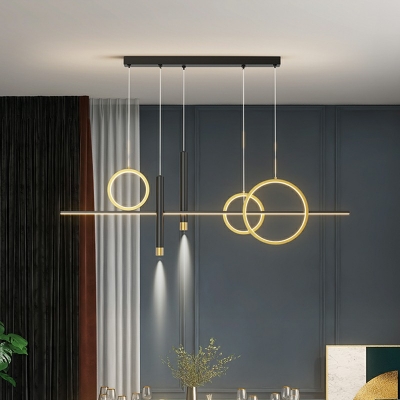 Contemporary Metal Island Lamp White Light 39.5 Inchs Length Hanging Ceiling Light for Living Room