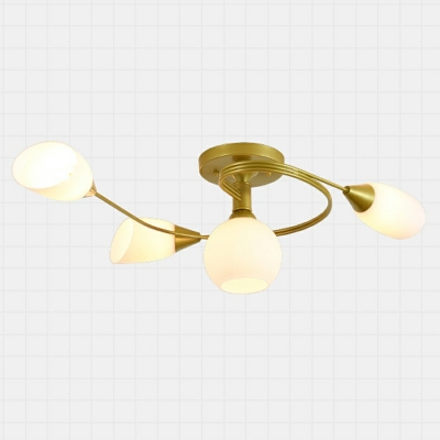 Contemporary Style Glass Ceiling Light Metal Twisted Arm 14