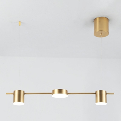 Cylinder Chandelier Lamp Modernist Metallic Down Lighting Pendant in 3 Colors Light