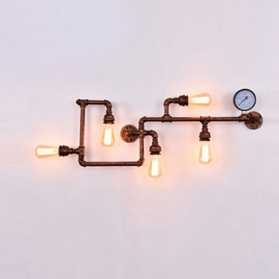 5 Lights Exposed Vintage Wall Mounted Lamp Metal Industrial Wall Sconce