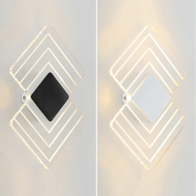 Geometrical Shape Wall Sconce Light 2 Lights Modern Nordic Metal and Acrylic Shade LED Wall Light for Bedroom