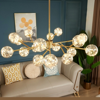 Glass Chandelier 18 Lights Modern Gypsophila Chandelier for Living room