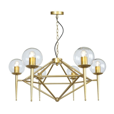 Globe Chandelier Contemporary Pendant Light with 31.5 Inchs Height Adjustable Chain in Gold