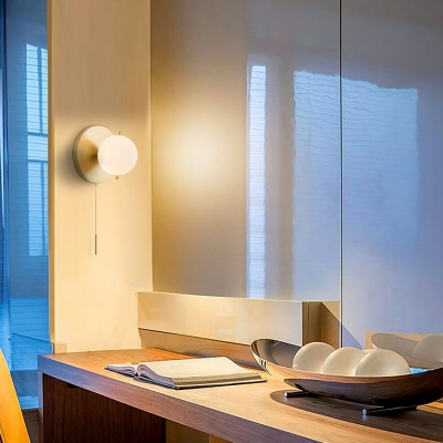 Globe Wall Sconce Light Modern Glass and Metal Shade Wall Light for Study Room