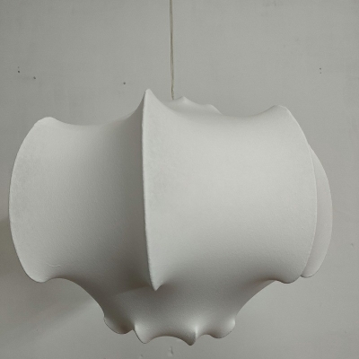 Irregular White Fabric Pendant Lighting Macaron 1 Light Suspension Light for Dining Room