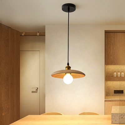 Japanese Style Minimalisma Hanging Light Wood Dish-Shaped Pendant Light for Dinning Room Kitchen