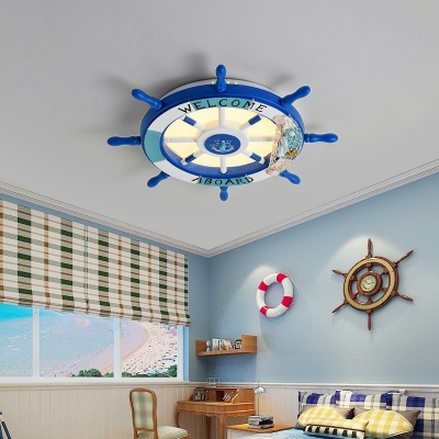Mediterranean Helmsman Ceiling Light with Acrylic Flush Mount Ceiling Light for Children's Room Study Room