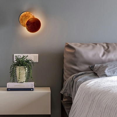 1 Light Metallic Wall Lighting Round Disc Wall Lamp in Minimalist Style