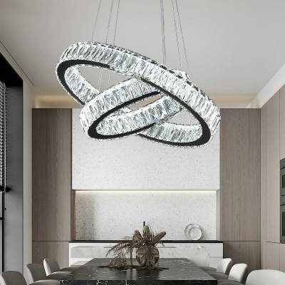 Modern Style Chandelier Light Fixtures Crystal Third Gear Chandelier Lamp for Living Room Dining Room Bedroom