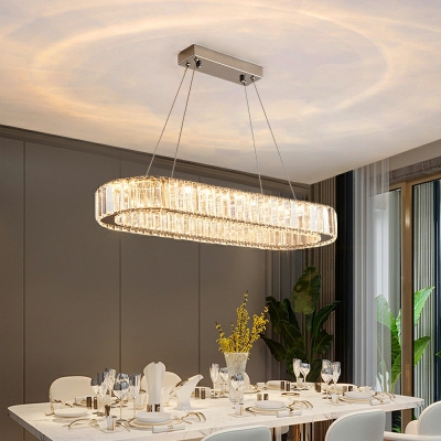 Modern Style Island Light Crystal Flush Mount Chandelier for Living Room Dining Room Bedroom