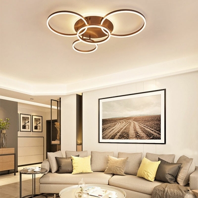 Modern Style Ring Shaped Semi Flush Mount Light Acrylic 5 Light Ceiling Light for Living Room