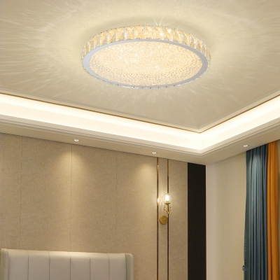 Modern Style Round Shaped Flush Mount Light Crystal 1 Light Ceiling Light for Living Room