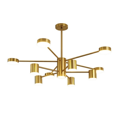 Modern Style Sputnik Chandelier Metal 11 Light Chandelier in Gold for Restaurant