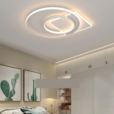 Modernist Style White Flush Ceiling Light 3 Head LED Iron Flush Mount Fixture for Living Room
