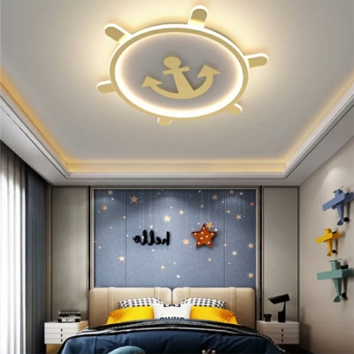 Nordic Style Gold Helmsman Children's Room Ceiling Light LED Flush Mount Ceiling Light for Bedroom