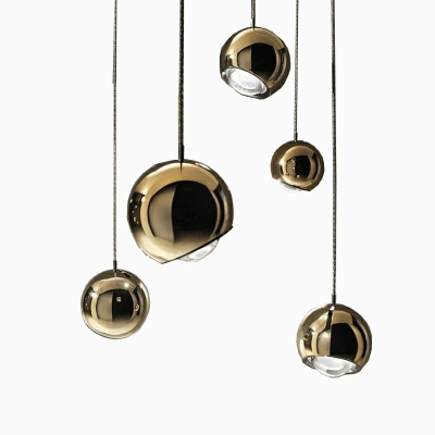 Platting Metal Acrylic Hanging Light Postmodern Style Globe LED Pendant Light for Bedside Bar
