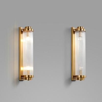 Post-modern Style Cylindrical Shade Wall Mount Light 2 Lights Crystal Wall Sconce Light for Stairways Corridor Porch