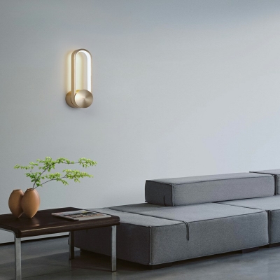 Postmodern Oval Shaped Sconce Lamp Metal Bedside Wall Light Kit in Warm Light